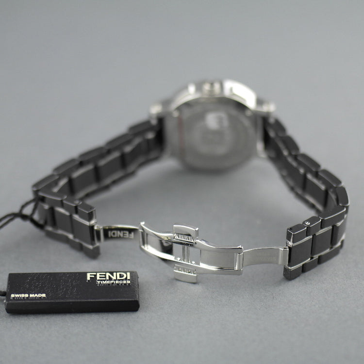 Fendi Orologi Ovali Black Ceramic date Chronograph Swiss wrist watch