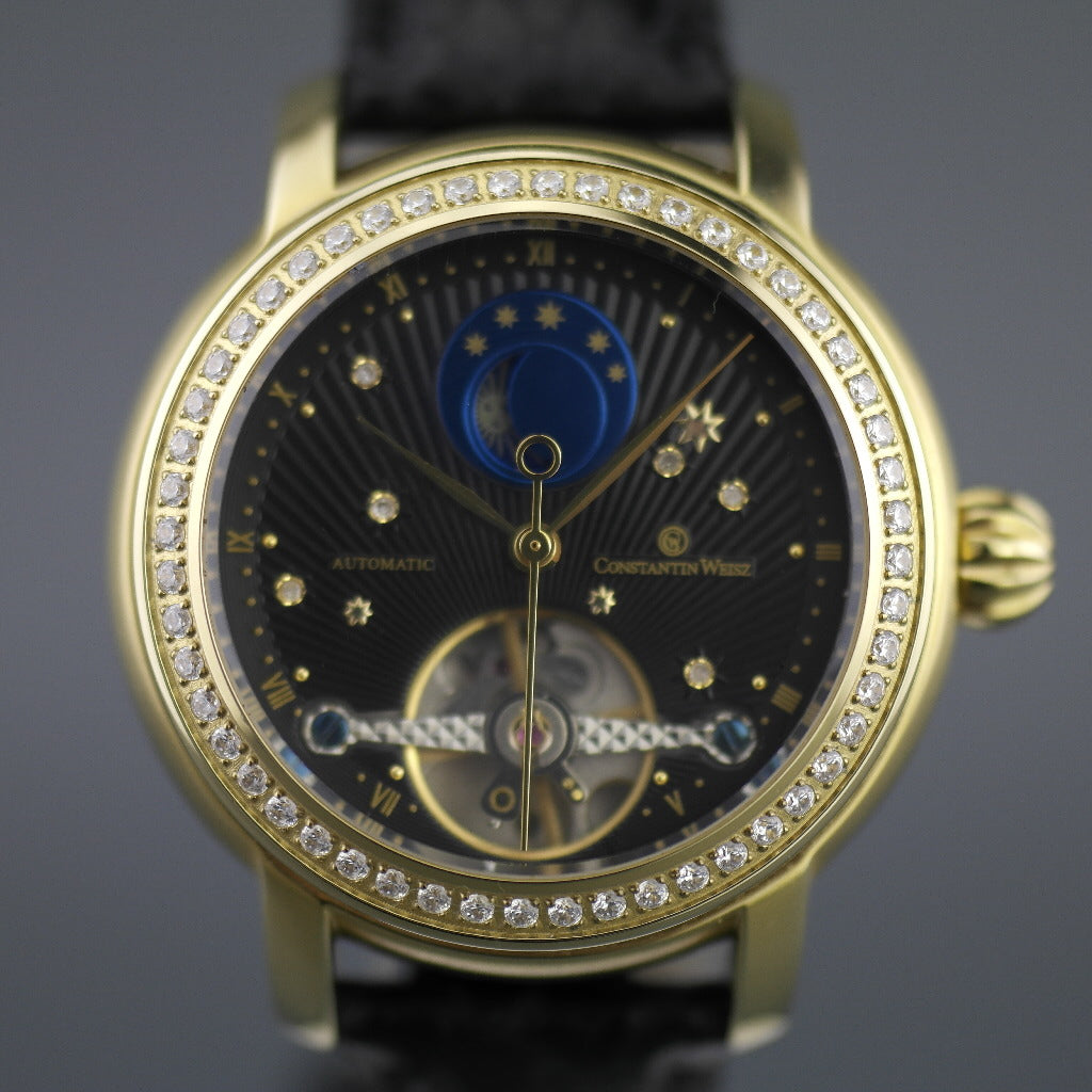 Constantin Weisz Diamonds Automatik-Armbanduhr mit 36 ​​Steinen und Schlangenlederarmband