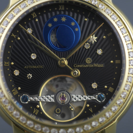 Constantin Weisz Diamonds Automatik-Armbanduhr mit 36 ​​Steinen und Schlangenlederarmband