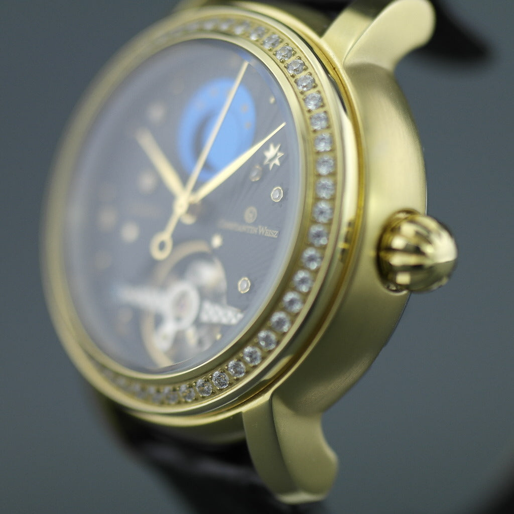 Constantin Weisz Diamonds Automatik-Armbanduhr mit 36 ​​Steinen und Schlangenlederarmband