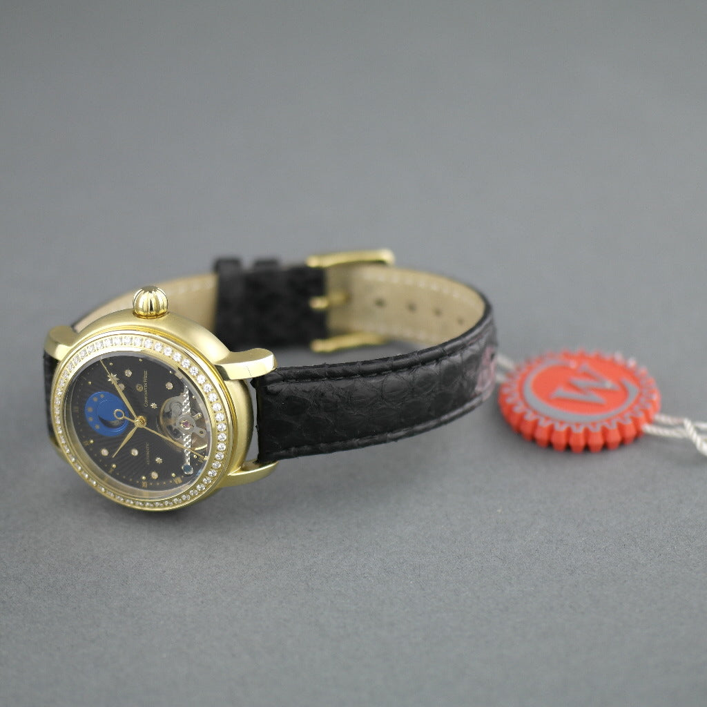 Constantin Weisz Diamonds Automatik-Armbanduhr mit 36 ​​Steinen und Schlangenlederarmband