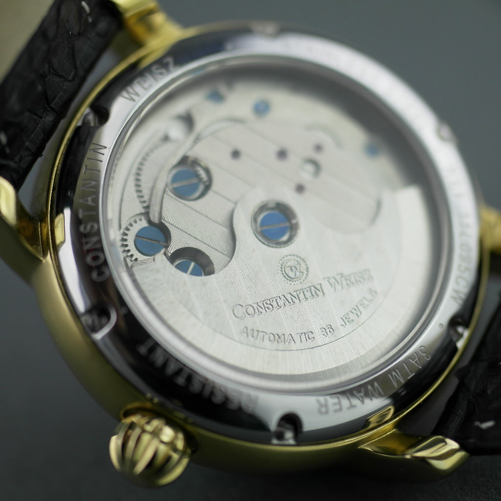 Constantin Weisz Diamonds Automatik-Armbanduhr mit 36 ​​Steinen und Schlangenlederarmband