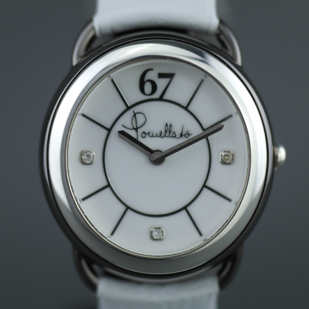 Pomellato 67 Limited Edition Damenarmbanduhr mit Diamanten, weißes Lederarmband 