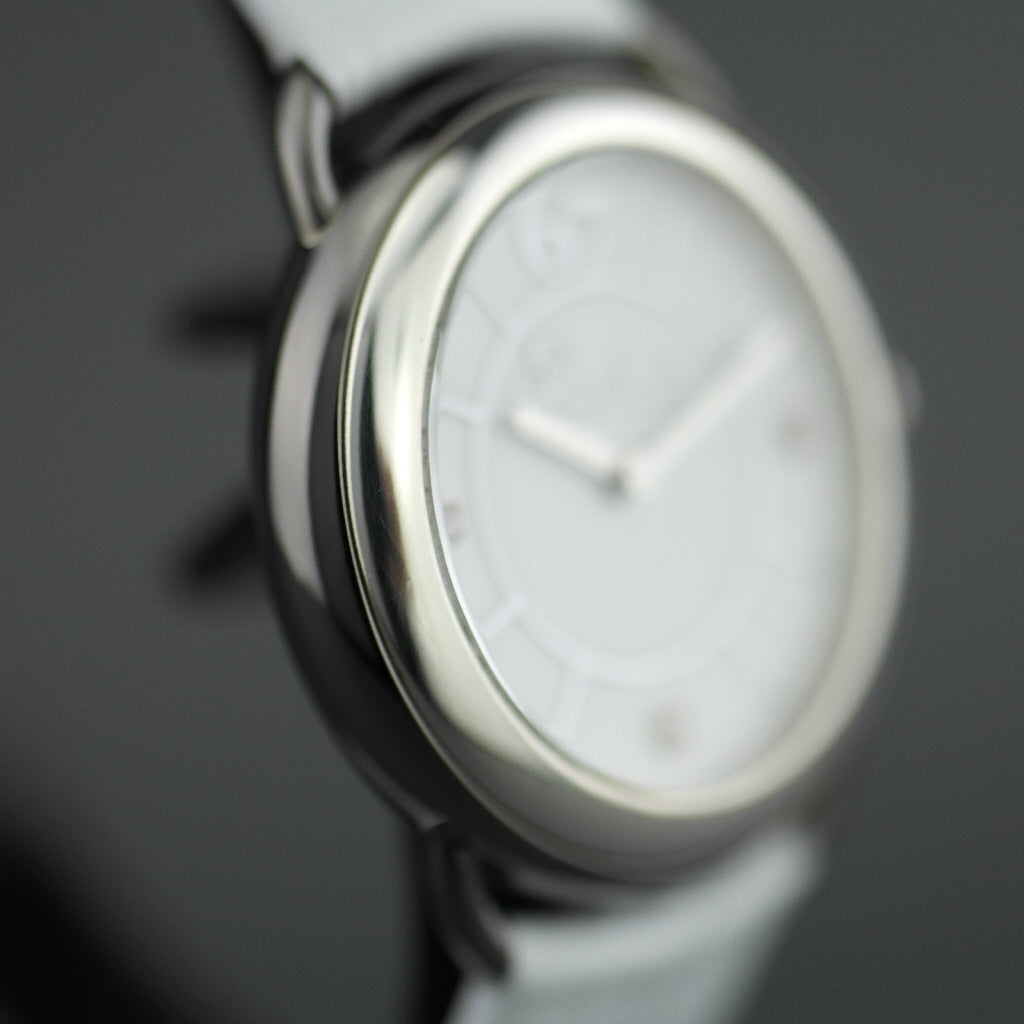 Pomellato 67 Limited Edition Damenarmbanduhr mit Diamanten, weißes Lederarmband 