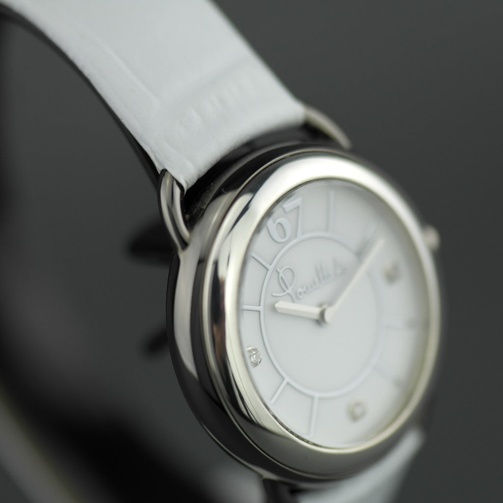 Pomellato 67 Limited Edition Damenarmbanduhr mit Diamanten, weißes Lederarmband 