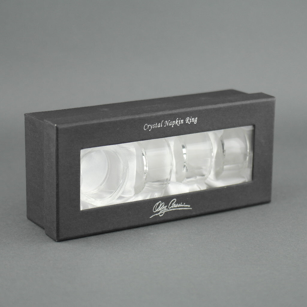 Oleg Cassini Juego de cuatro servilleteros de cristal con forma ovalada 