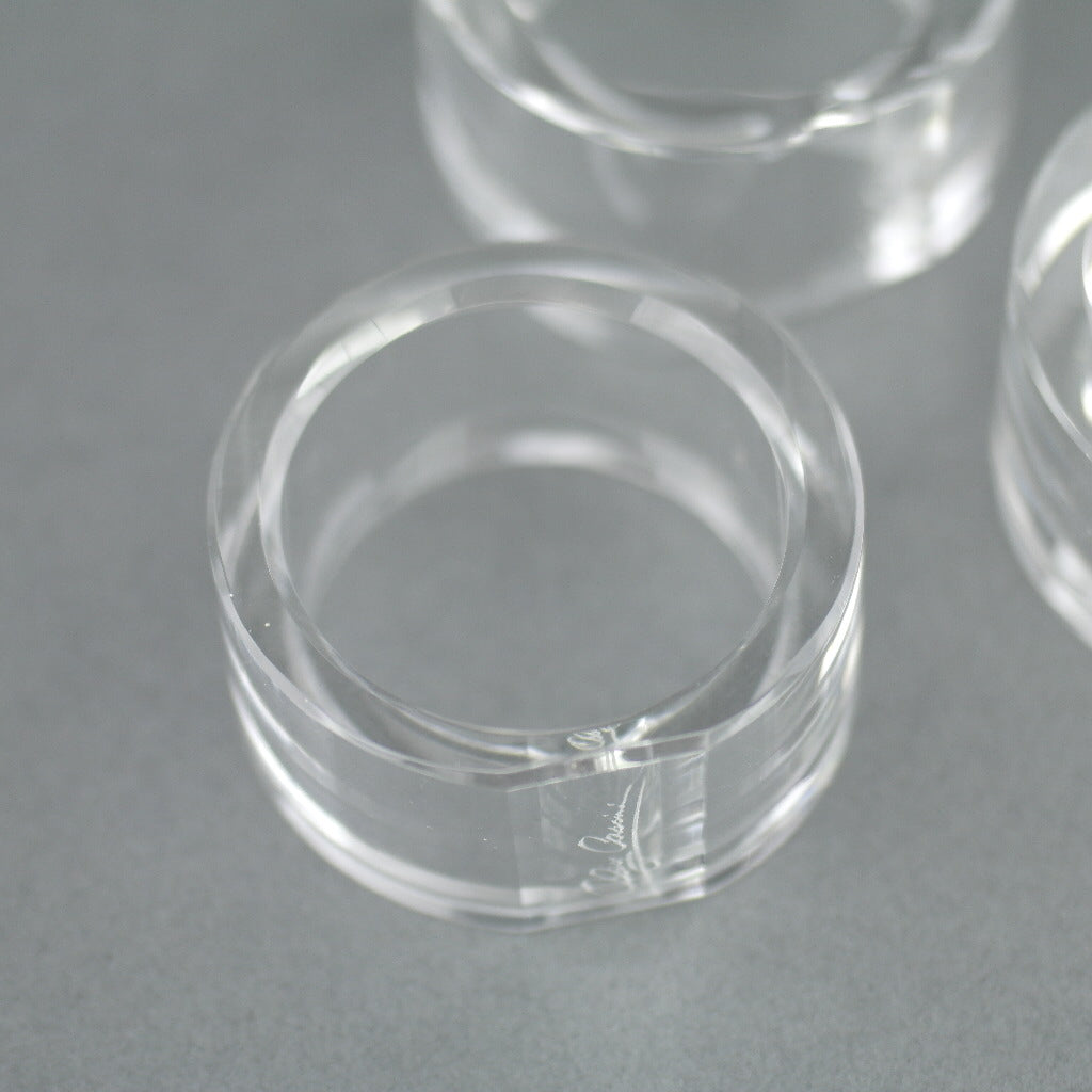 Oleg Cassini Juego de cuatro servilleteros de cristal con forma ovalada 