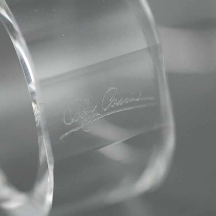 Oleg Cassini Juego de cuatro servilleteros de cristal con forma ovalada 