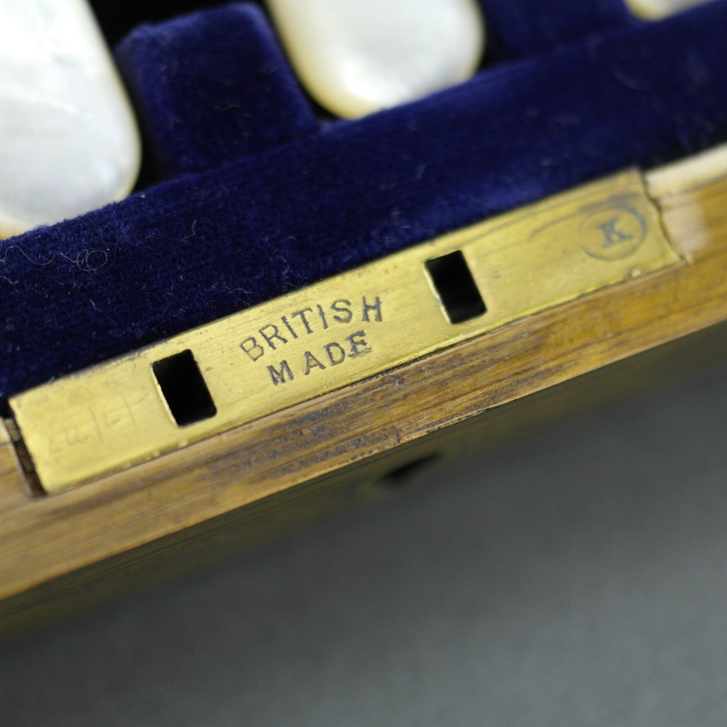 Antique 1925 Sheffield solid silver set of twelve forks and knives with Nacre handles