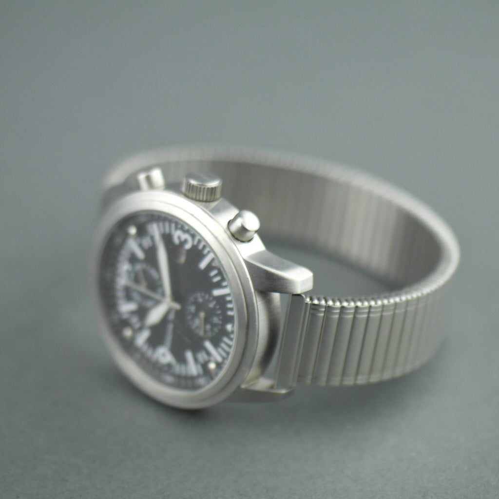 Moscow Time Chronograph Quarz-Armbanduhr mit schwarzem Zifferblatt und Armband