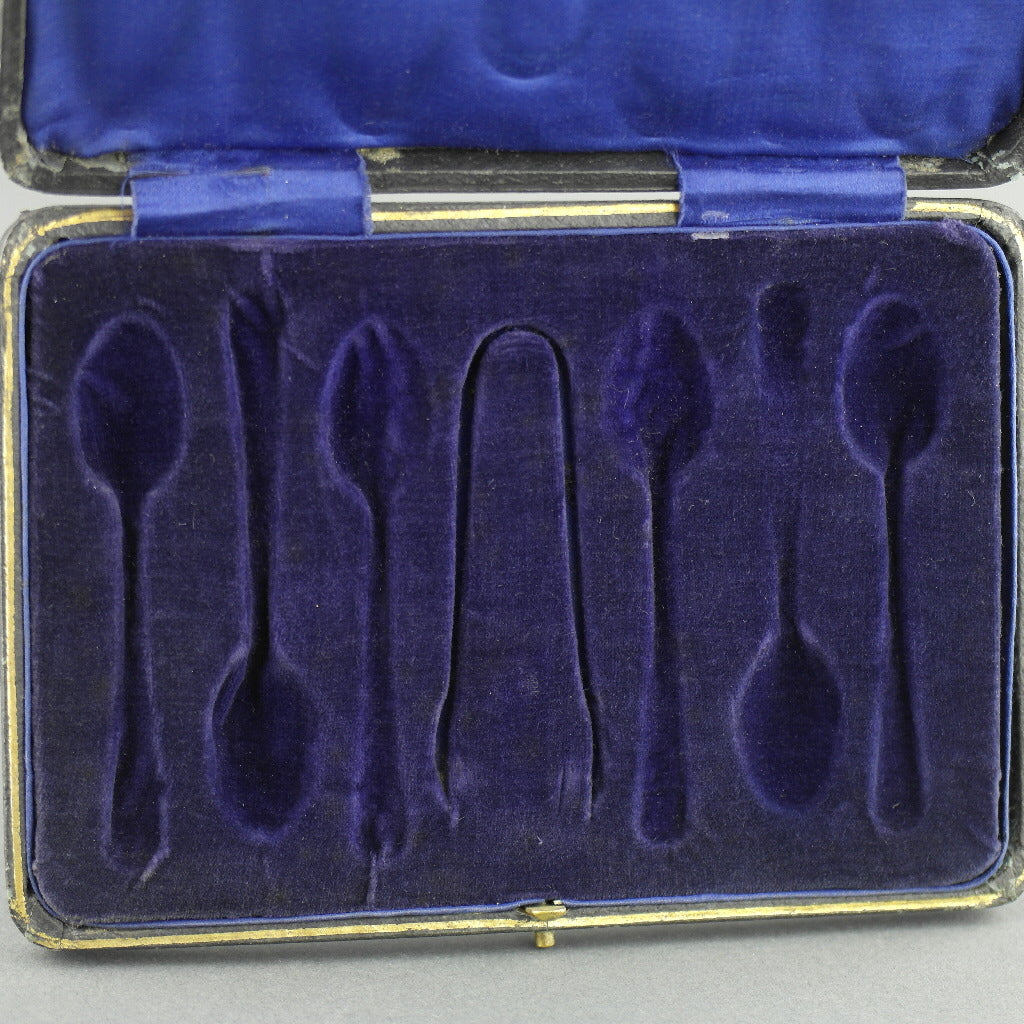 Antique black box for spoons and tongs British Empire W.C. Mann Gloucester