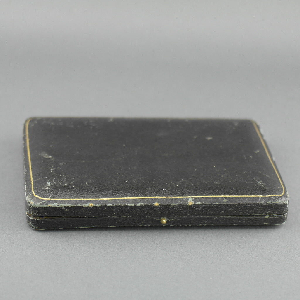 Antique black box for spoons and tongs British Empire W.C. Mann Gloucester