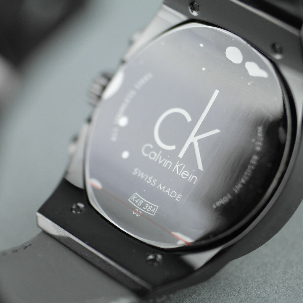 Calvin Klein Herrenarmbanduhr Swiss Chronograph mit schwarzem Stoffband