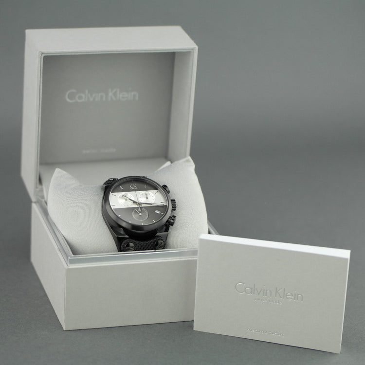 Calvin Klein Men's wrist watch Swiss Chronograph with black fabric ban ...