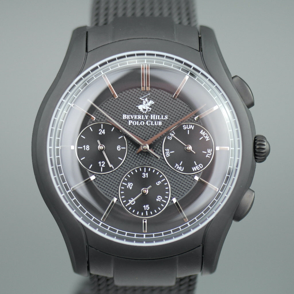 Beverly Hills Polo Club Iconic style black Chronograph wrist watch with bracelet