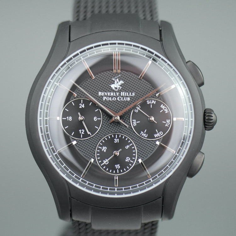 Beverly Hills Polo Club – Schwarze Chronographen-Armbanduhr im ikonischen Stil mit Armband
