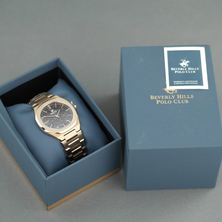 Beverly Hills Polo Club Iconic style gold plated wrist watch with bronze dial