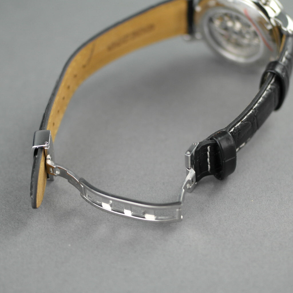 Jost Burgi Lugano Automatic 37mm watch white dial black leather strap