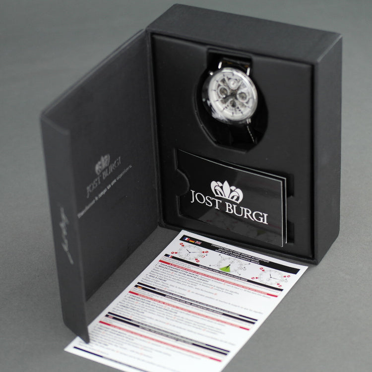 Reloj Jost Burgi Lugano Automático 37mm esfera blanca correa de piel negra