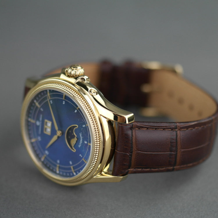 Constantin Weisz Gold plated Automatic watch with Nacre Dial and leather strap