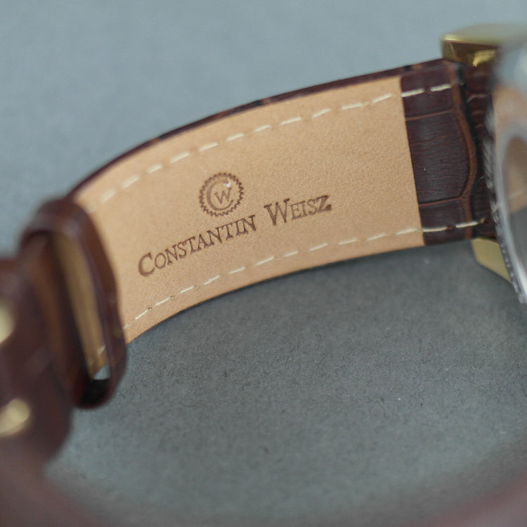 Constantin Weisz Gold plated Automatic watch with Nacre Dial and leather strap