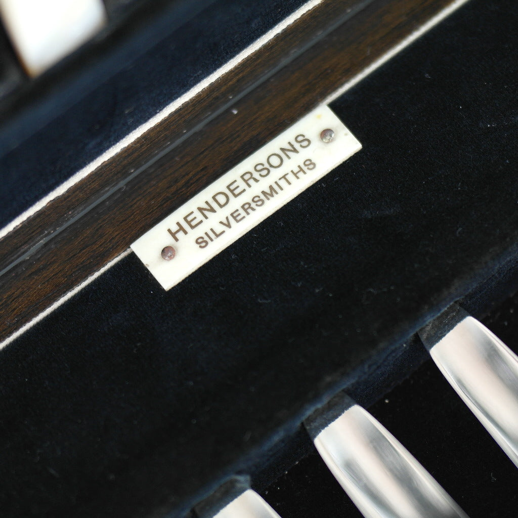 Antique 1933 Sheffield solid silver set of twelve forks and cutlery knives with Nacre / MOP handles