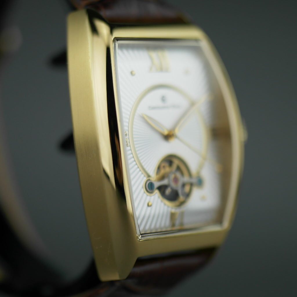 Constantin Weisz gold plated Mechanical watch brown leather strap