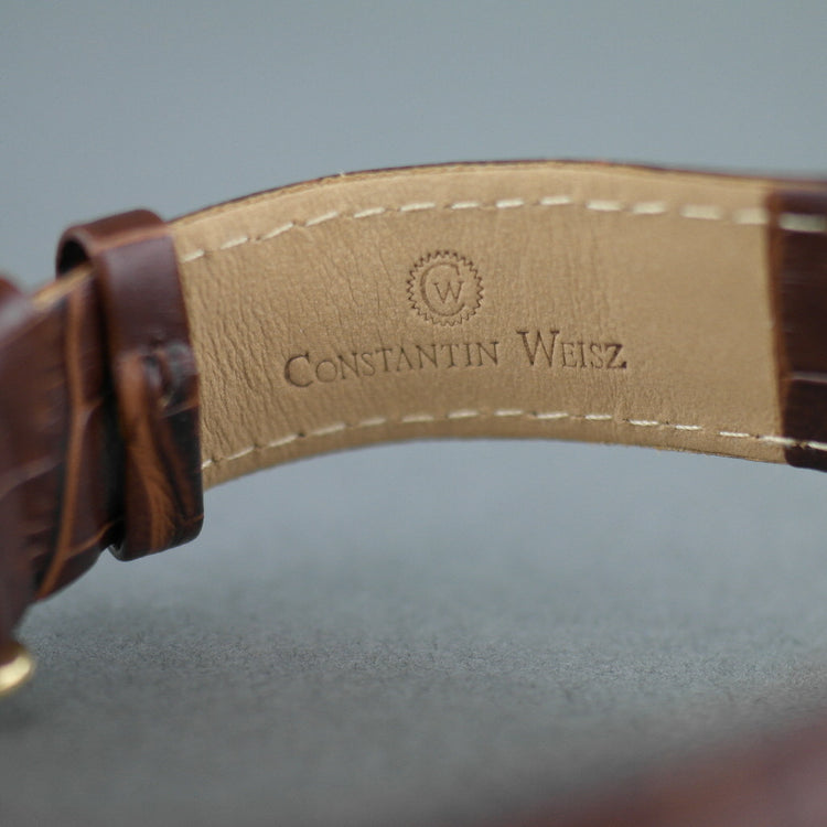Constantin Weisz gold plated Mechanical watch brown leather strap