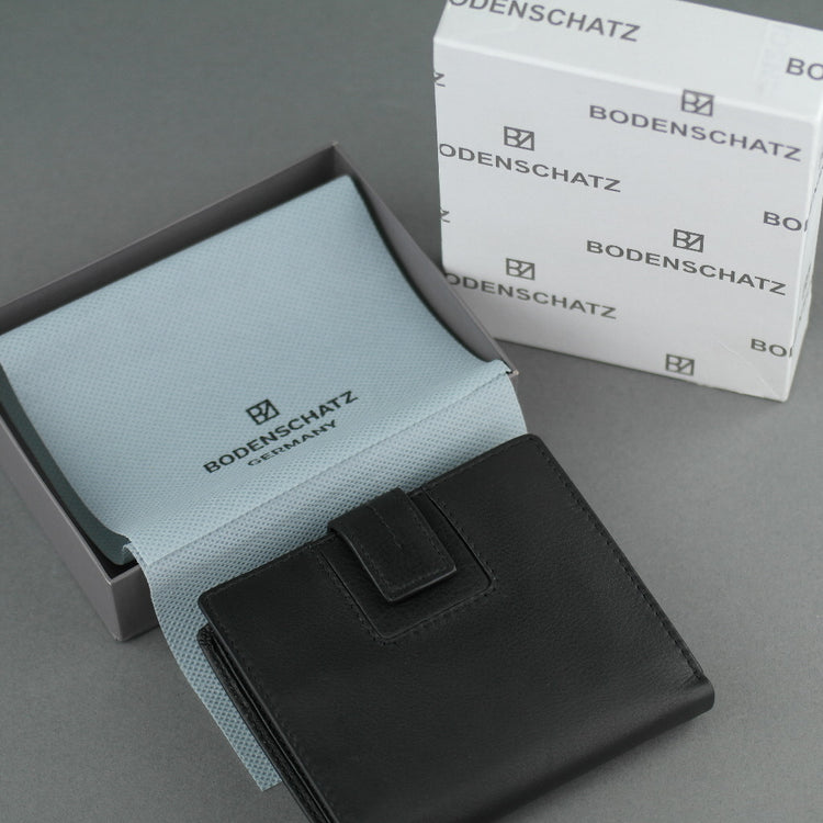 Bodenschatz Germany black goat leather wallet card holder