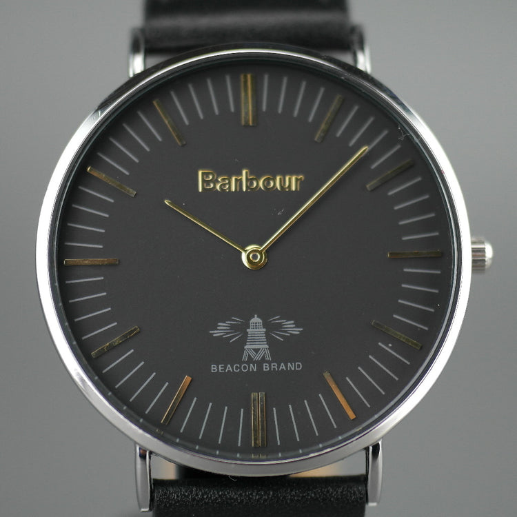 Barbour Hartley Armbanduhr mit schwarzem Zifferblatt und Lederarmband