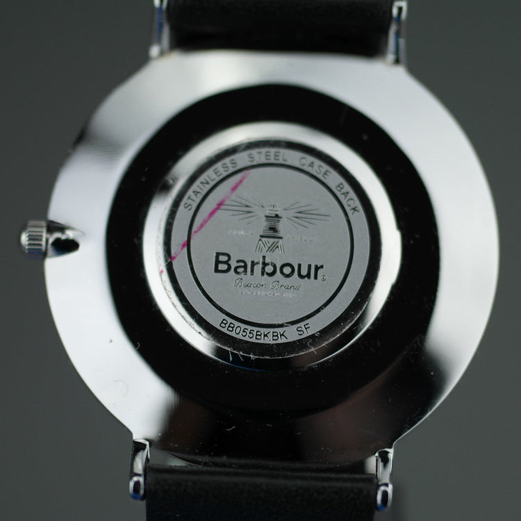 Barbour Hartley wrist watch with black dial and leather strap