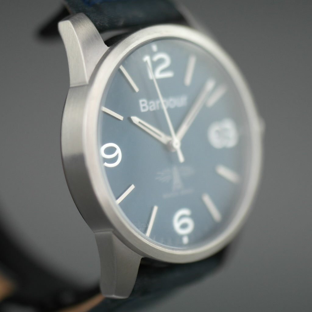 Barbour Beacon Alanby Armbanduhr, blaues Zifferblatt mit Datum und Lederarmband