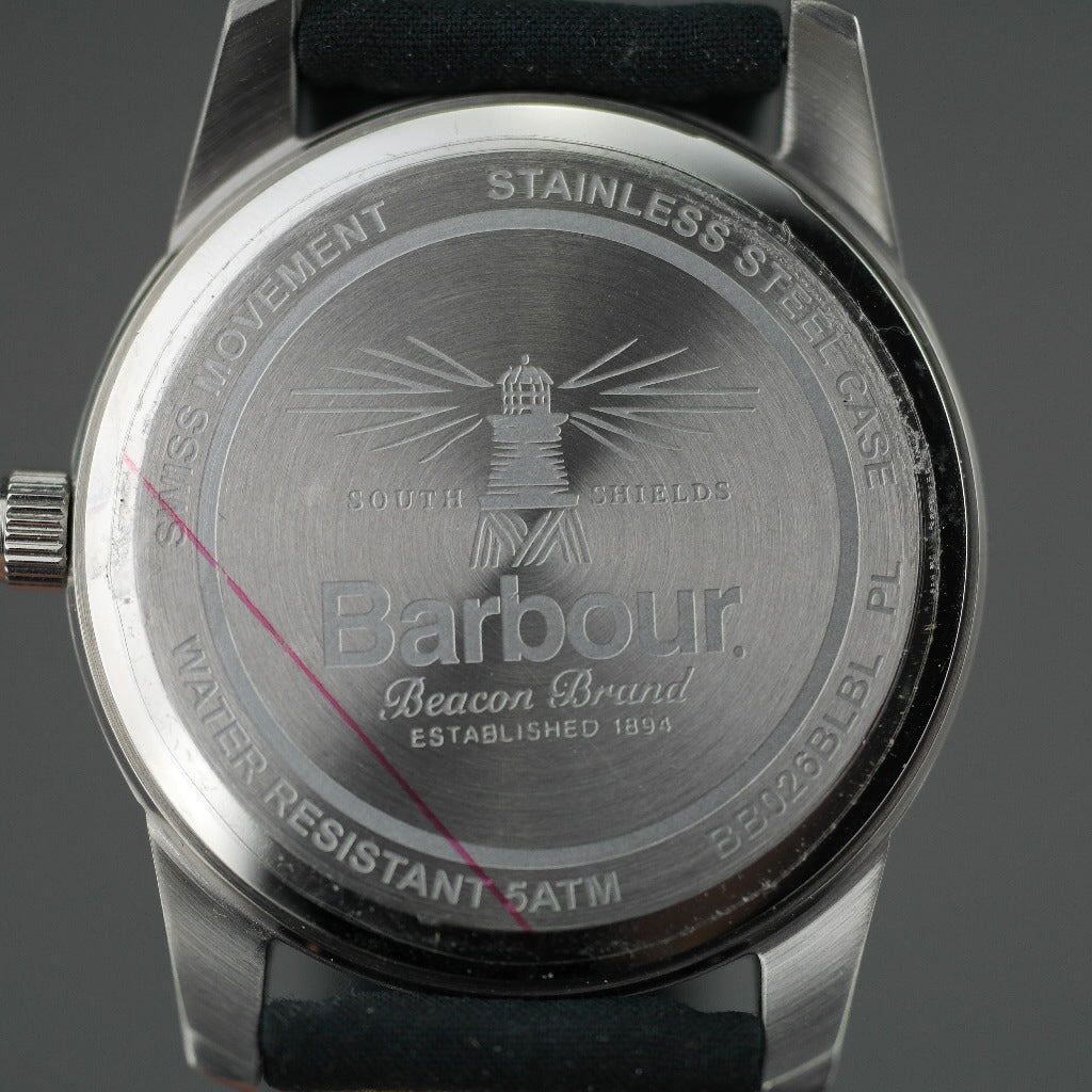Barbour Beacon Alanby Armbanduhr, blaues Zifferblatt mit Datum und Lederarmband