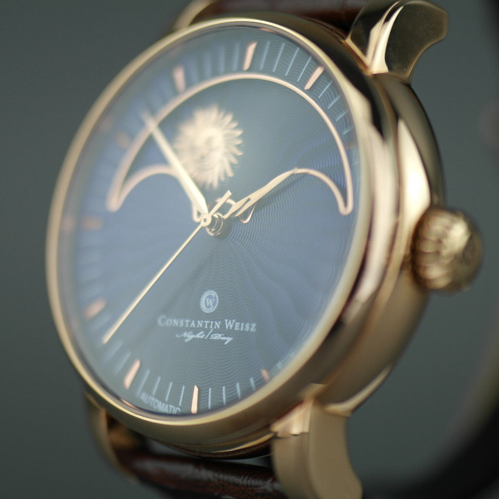 Constantin Weisz Night / Day 35 Jewels Automatic gold plated wrist watch with strap