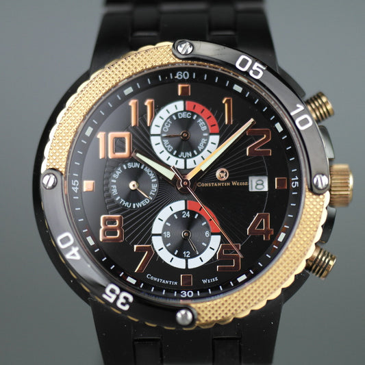 Constantin Weisz Automatik-Armbanduhr im Sportwagen-Stil mit schwarzem Armband
