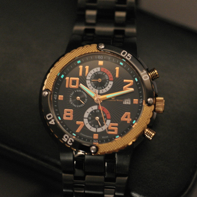 Constantin Weisz Automatik-Armbanduhr im Sportwagen-Stil mit schwarzem Armband