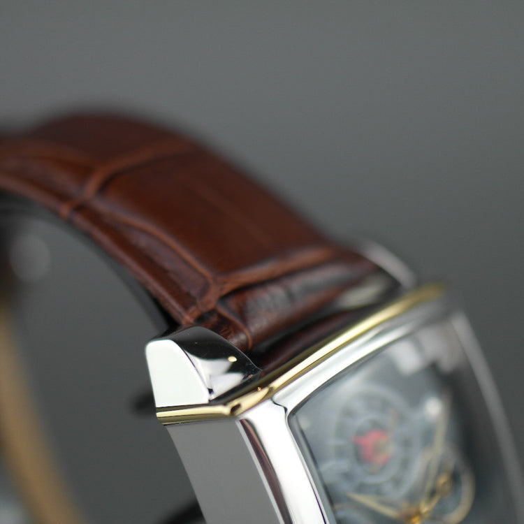 Constantin Weisz Dual Time Automatik-Armbanduhr mit offenem Herz und Lederarmband