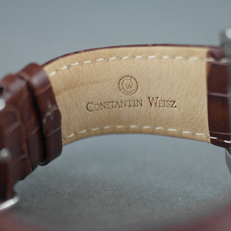 Constantin Weisz Dual time Automatic wrist watch with open heart and leather strap