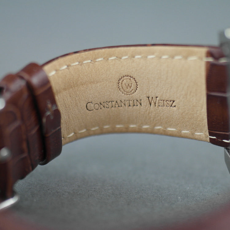 Constantin Weisz Reloj de pulsera automático con hora dual, corazón abierto y correa de piel