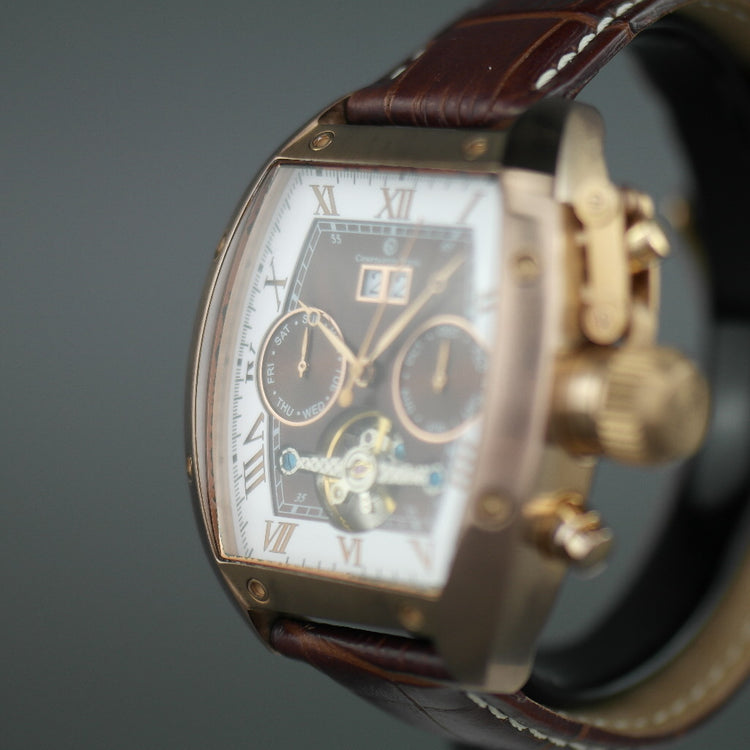 Constantin Weisz Reloj de pulsera automático de bronce con corazón abierto y esfera marrón