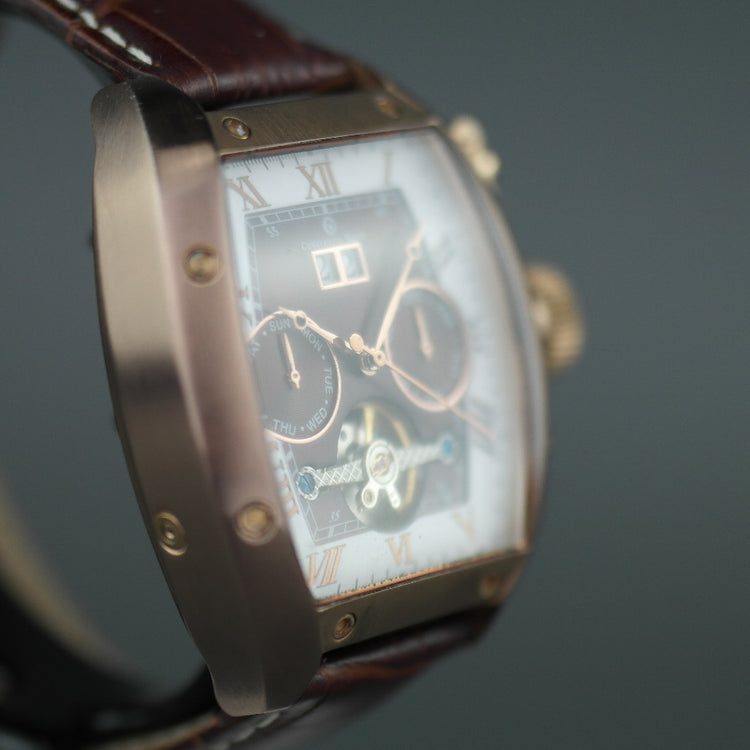 Constantin Weisz Automatic open heart bronze wrist watch with brown dial