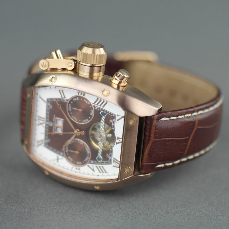 Constantin Weisz Reloj de pulsera automático de bronce con corazón abierto y esfera marrón