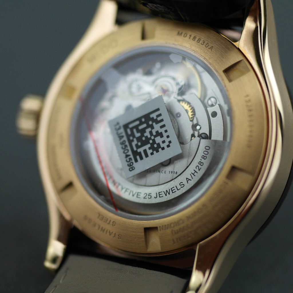 Mido Multifort Gold plated Automatic 25 Jewels wrist watch with leather strap