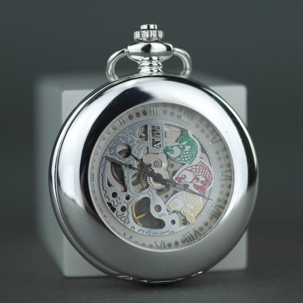 Mechanisch versilberte Halbjäger-Taschenuhr Argo mit römischen Ziffern