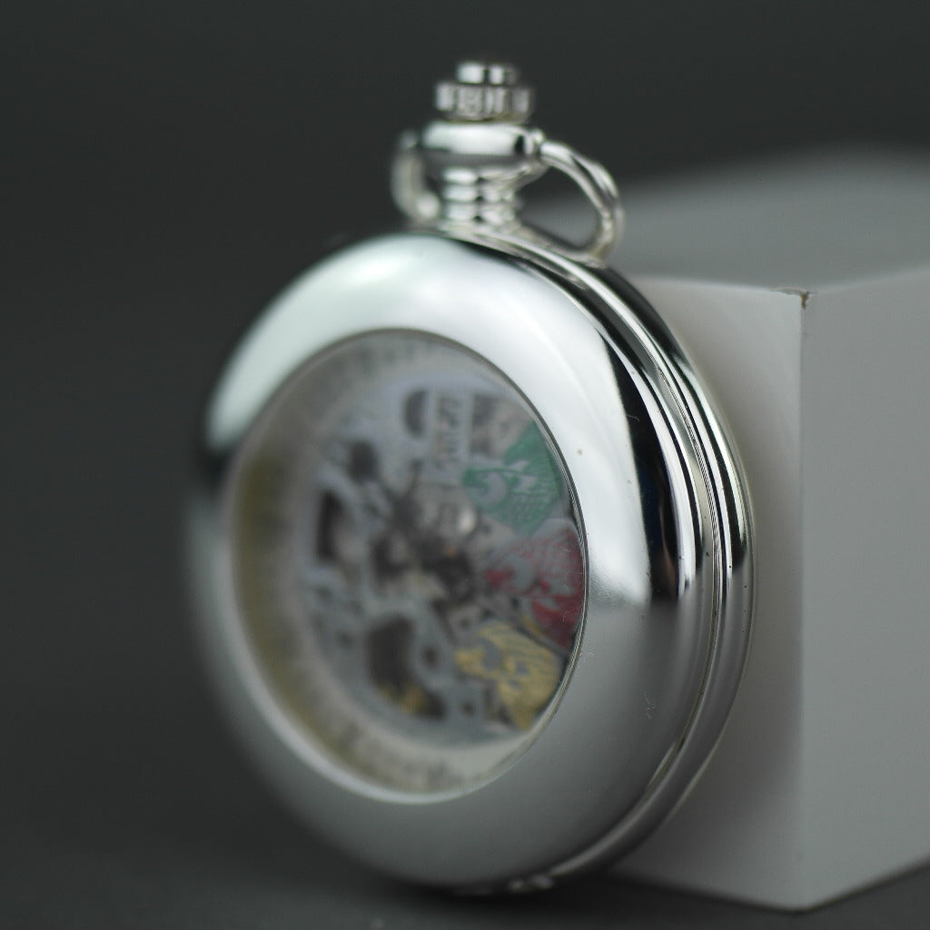 Half hunter Argo mechanic silver plated pocket watch with Roman numerals