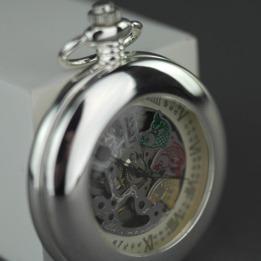 Half hunter Argo mechanic silver plated pocket watch with Roman numerals
