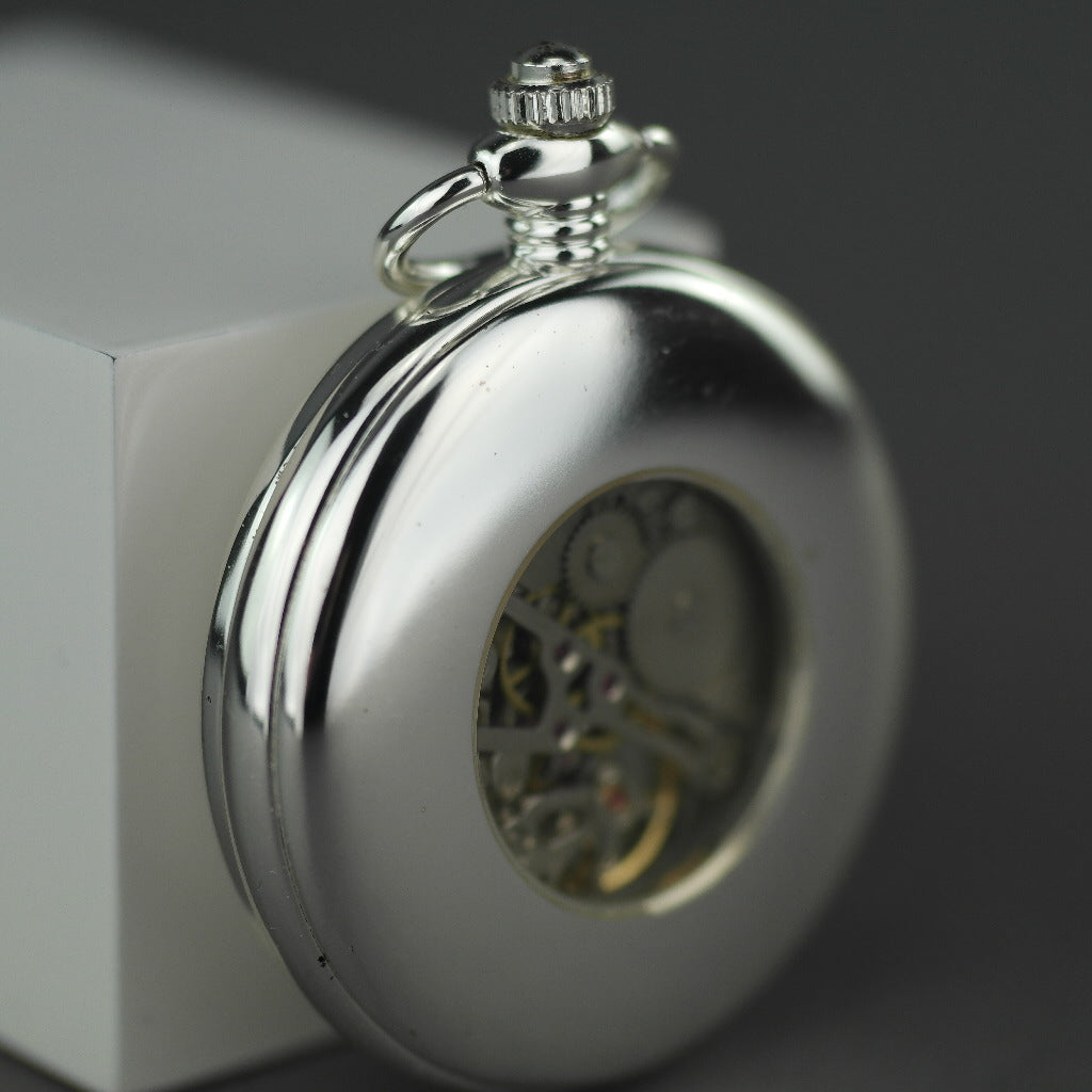 Half hunter Argo mechanic silver plated pocket watch with Roman numerals