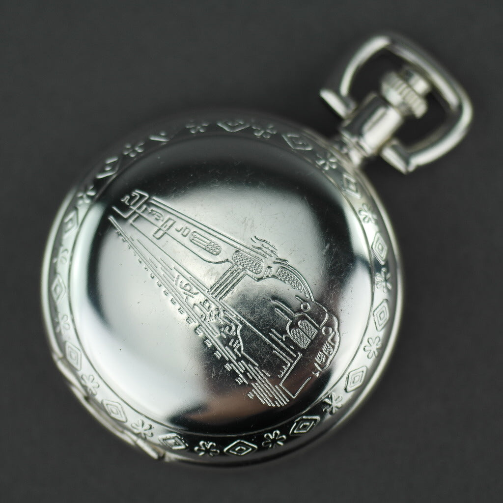 Carlston & Co Full Hunter Silver plated pocket watch with Arabic numerals