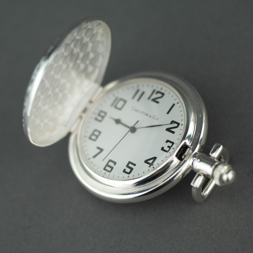 Carlston &amp; Co Full Hunter versilberte Taschenuhr mit arabischen Ziffern