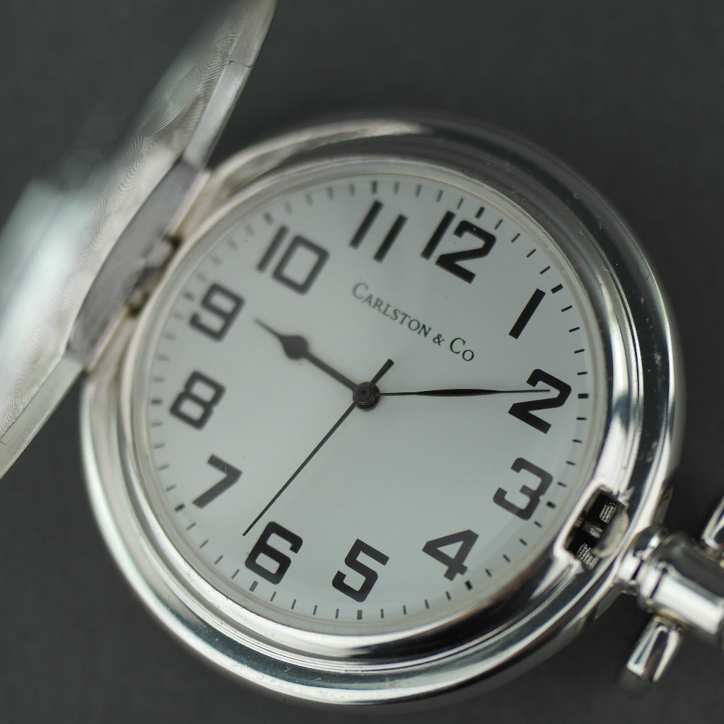 Carlston &amp; Co Full Hunter versilberte Taschenuhr mit arabischen Ziffern